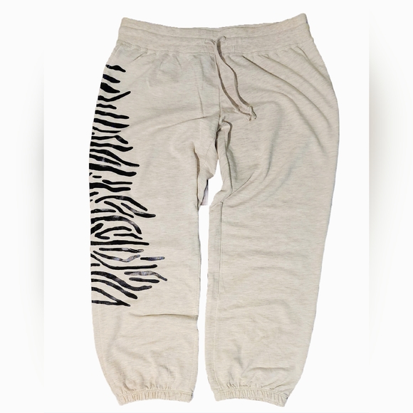 Wet Seal Women Zebra Knit Drawstring Capri Lounge Track Sweat Jogger Pants M - Picture 1 of 4